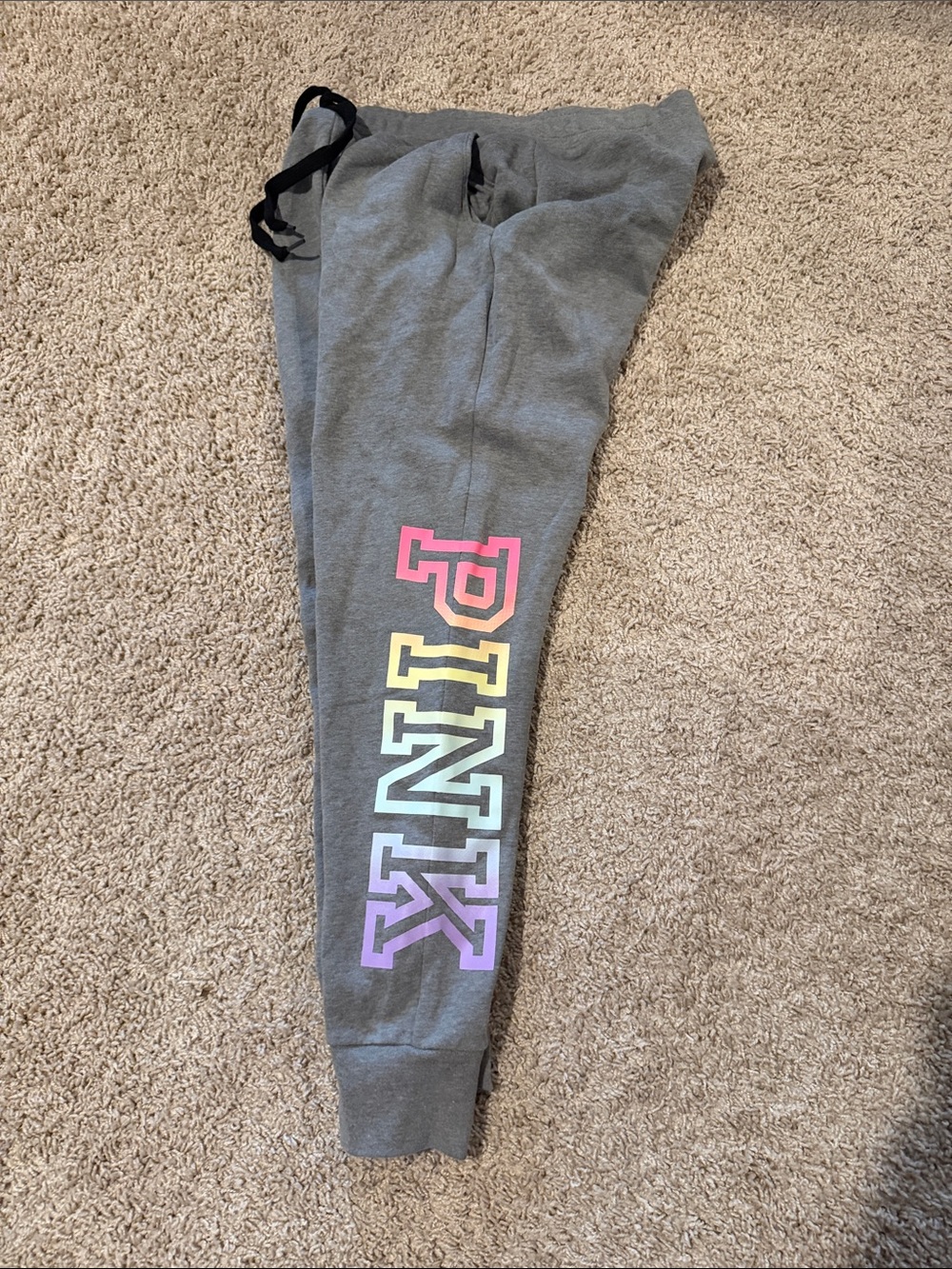 PINK Victoria's Secret Gray Sweatpants with Rainbow Logo